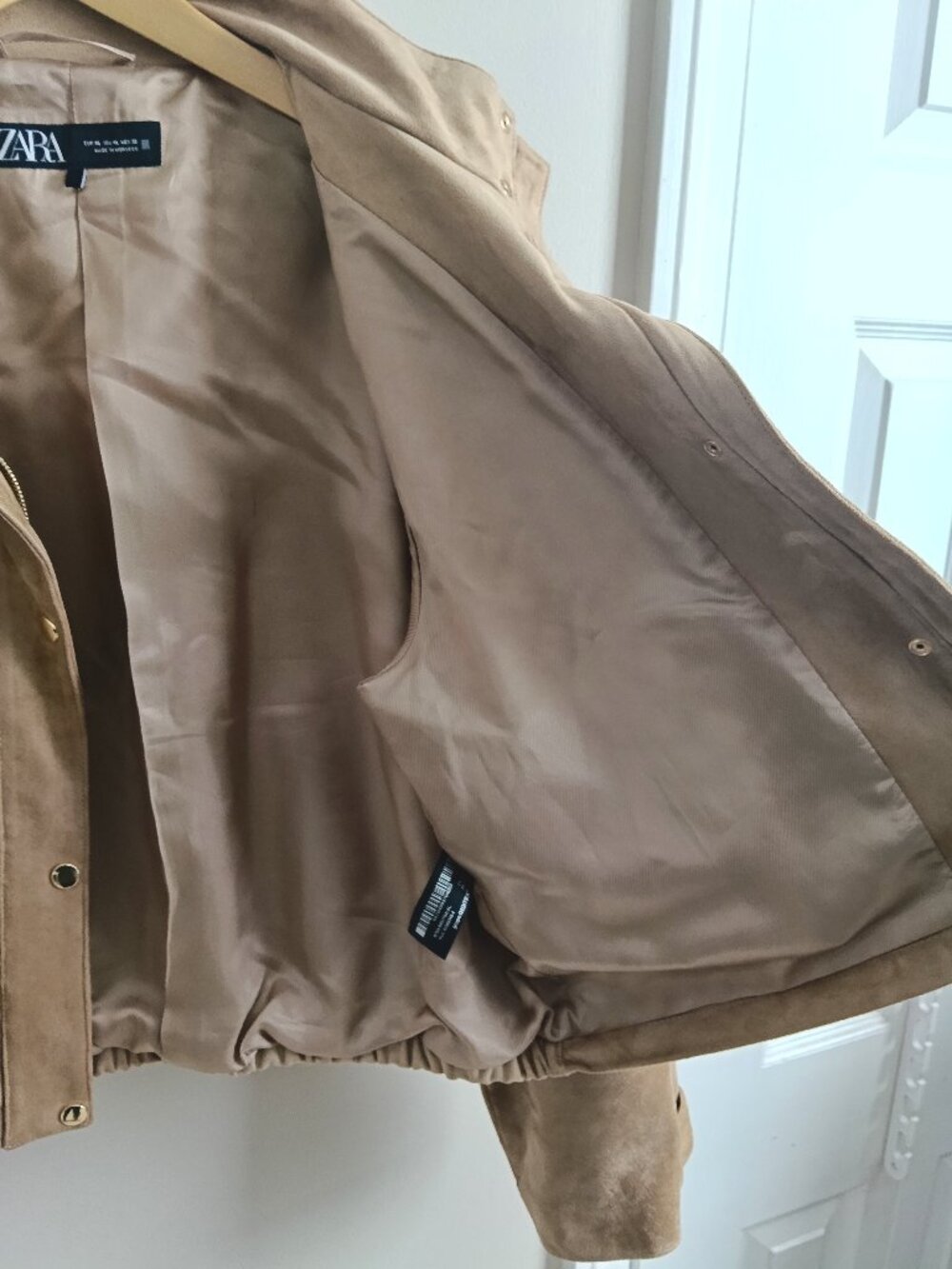 ZARA FAUX SUEDE HIGH-NECK BOMBER JACKET US XL - NWOT - Picture 16 of 16